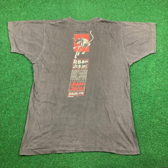 Vintage Rolling Stones Shirt Mens M Black Red 1989 Urban Jungle Europe Tour 80s - Picture 8 of 16
